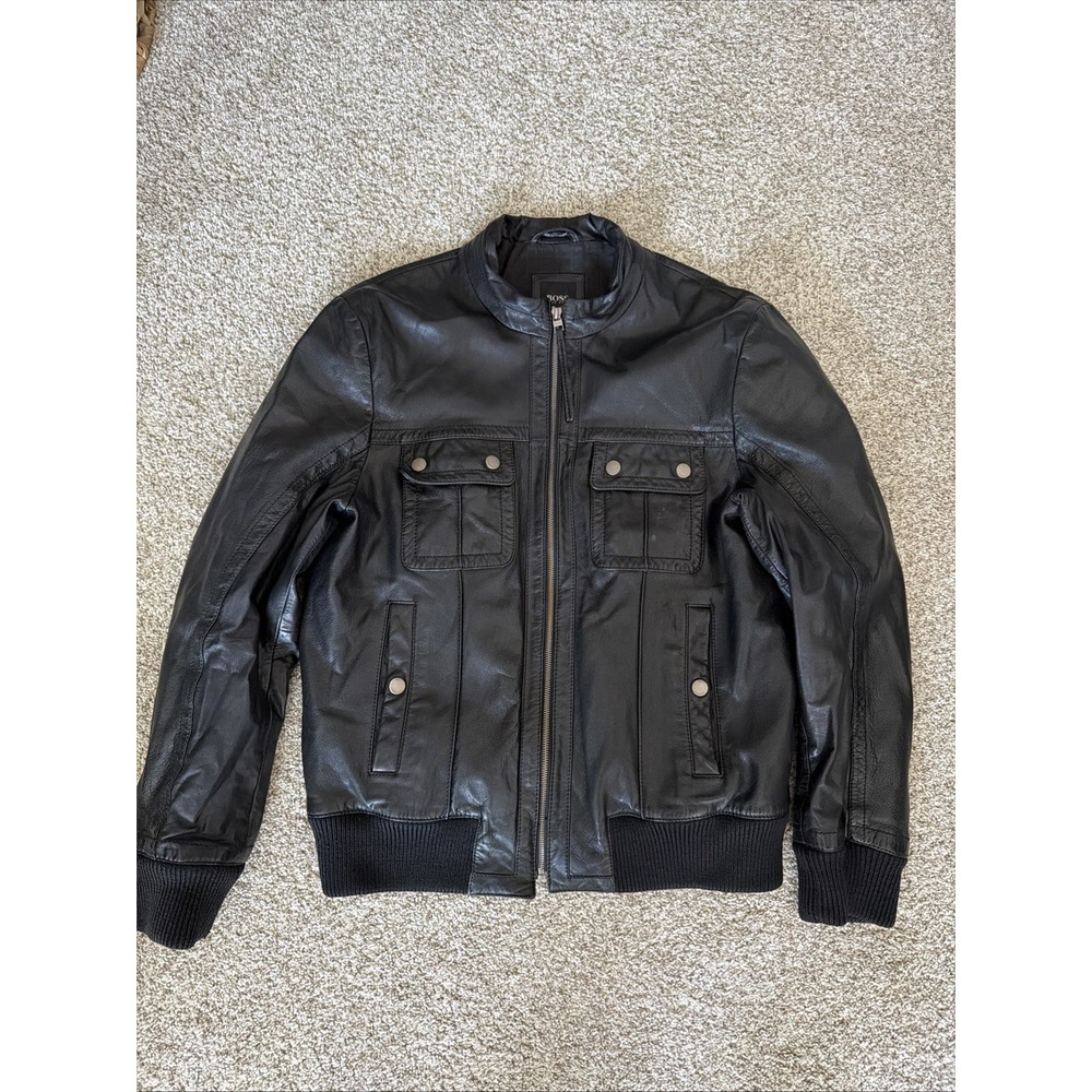 Hugo Boss Cirson 100% Italian Goat Leather Jacket Mens Size 40 R